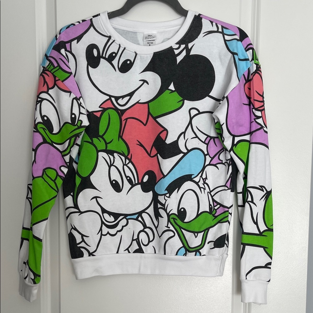 Disney Mickey Mouse Colorful Cartoon Character Sweatshirt, Girls size S.